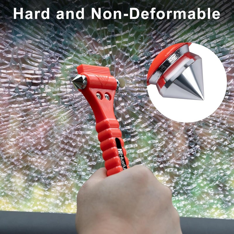 Husfunov Car Safety Hammer Set of 2, Auto Car Escape Tool, Car Window Glass Hammer Breaker and Seat Belt Cutter Escape 2-in-1 Tool, for Family Rescue and Auto Traffic Accident Emergency Escape - Image 3